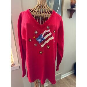 Patriotic Vintage Sweater 1980's The Cracker Factory Size XL